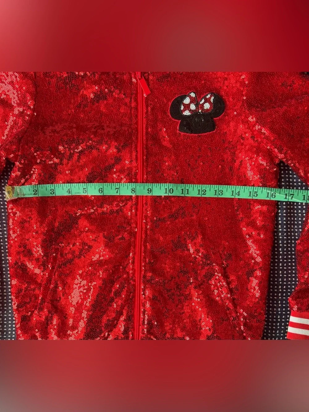 Disney Authentic Minnie Mouse Red Sequin Youth Bomber Jacket